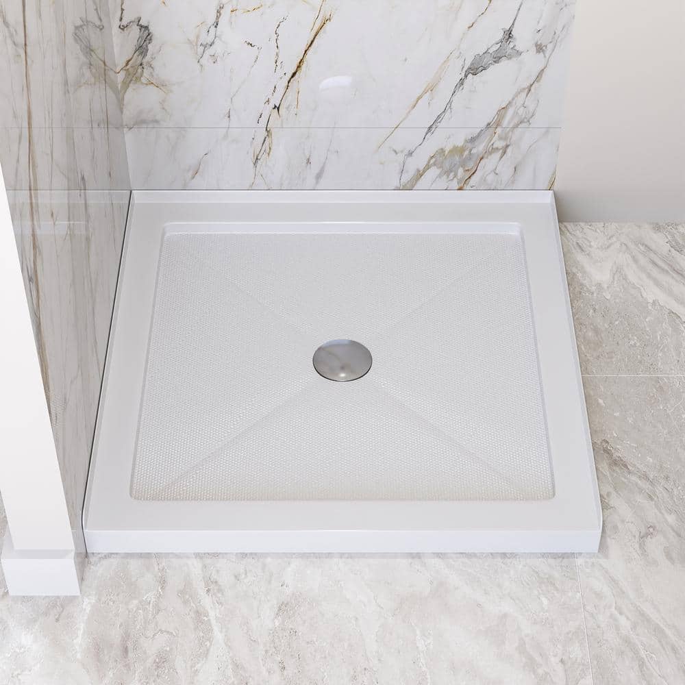 DeerValley 35" White Acrylic Square Shower Base with Center Drain