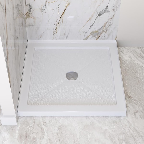 Acrylic 35 in. L x 35 in. W Alcove Shower Pan Base in White with Center Drain