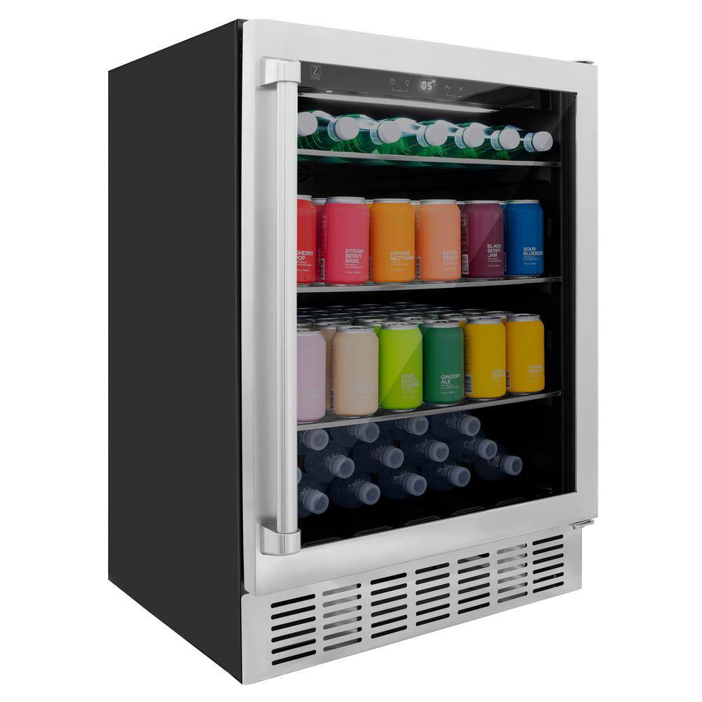 ZLINE 24" Stainless Steel Beverage Fridge with Adjustable Glass Shelves