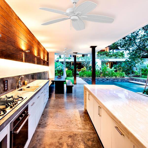 Hampton Bay Cartrella 52 in. Indoor/Outdoor Matte White Ceiling Fan with  Pull Chains and Downrod Included 92410 - The Home Depot