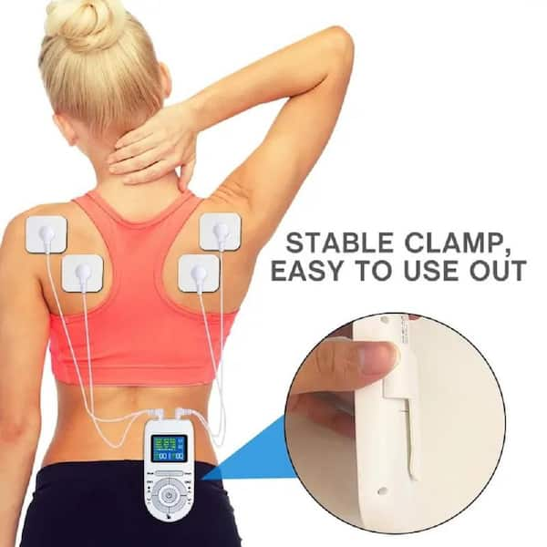 Aoibox 12-Modes Digital Dual Channel Electric EMS Muscle Massage Stimulator Therapy, Body Massager in White