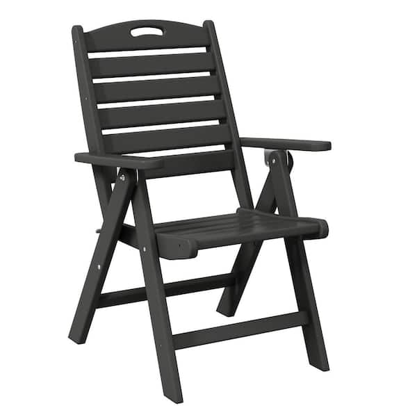 Laguna Outdoor Patio Folding Highback Dining Chair w/ Adjustable Recline in Gray