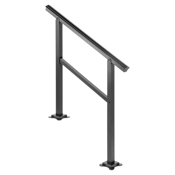 VEVOR 36 in. W x 35 in. H Adjustable Handrail Fits 2 Steps or 3 Steps Aluminum Handrails for Outdoor Steps, Black