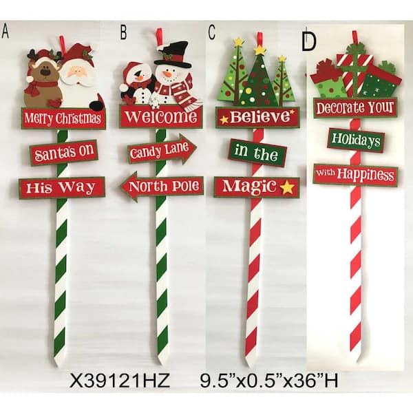 Home Accents Holiday 36 in. Holiday Yard Stake (4 Assorted Styles)
