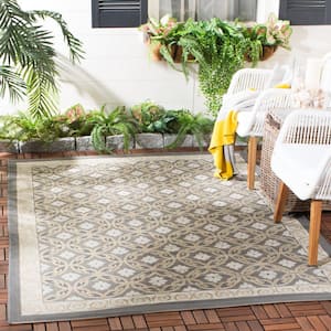 Courtyard Anthracite/Light Gray 7 ft. x 10 ft. Border Indoor/Outdoor Patio  Area Rug