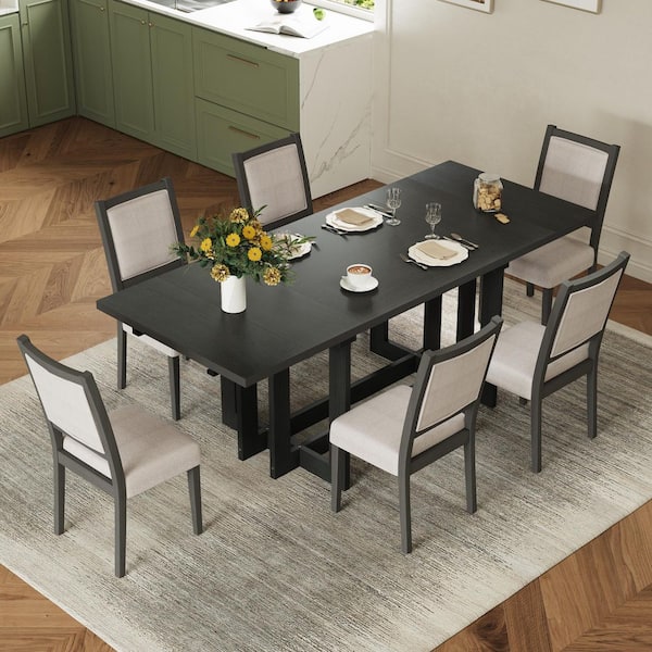 イデー　プープグレー Harper & Bright Designs Rustic 7-Piece Gray Extendable Rectangle