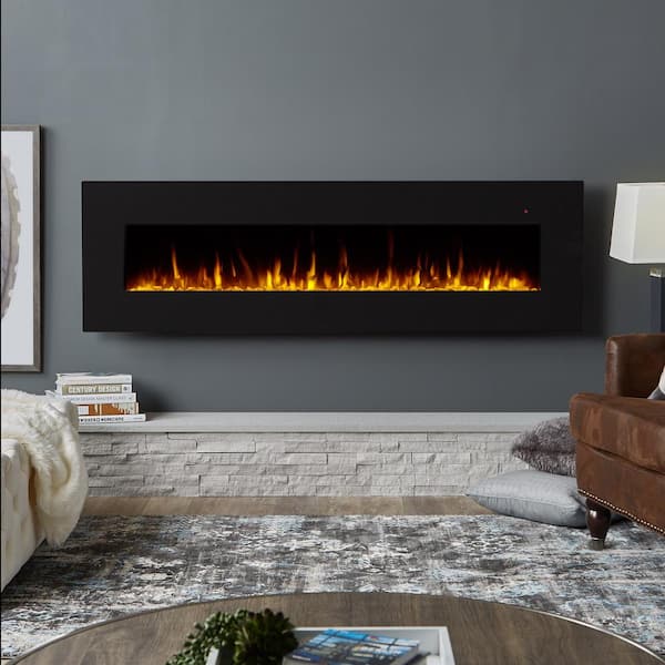 Real Flame Corretto 72 in. Electric Wall-Mount Electric Fireplace in Black