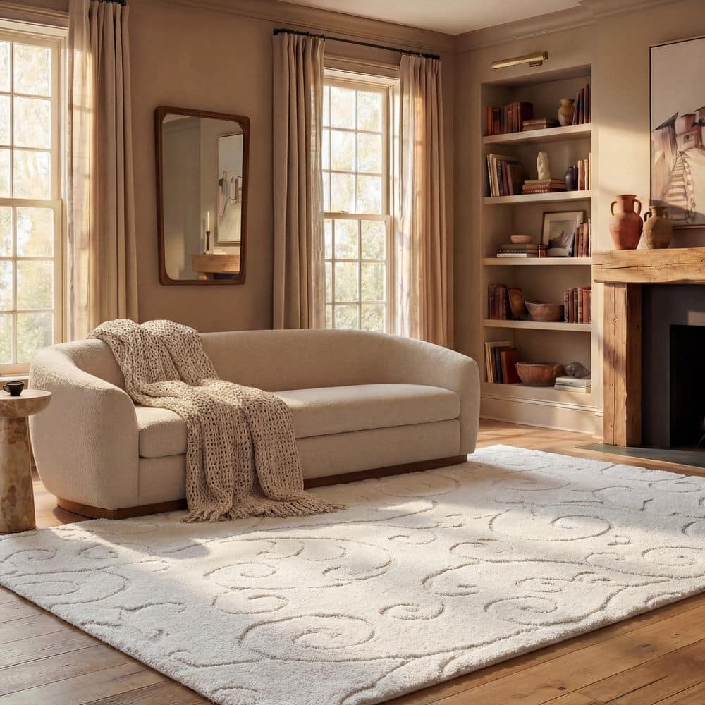 SAFAVIEH Florida Shag Cream 8 ft. x 10 ft. High-Low Floral Area