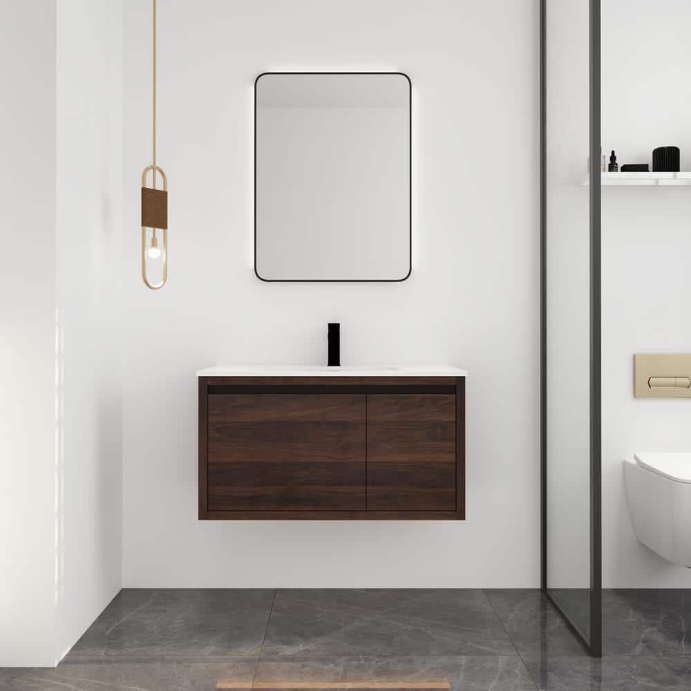 36 in. W x 18.11 in. D x 19.5 in. H Wall Mount Floating Bath Vanity in Cali