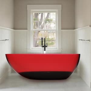 Bordeux 71 in. x 35 in. Soaking Wine Red Solid Surface Bathtub with Center Drain in Polished Chrome