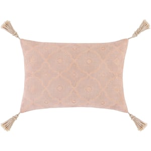 Hamlet Peach Embroidered Polyester Fill 13 in. x 20 in. Decorative Pillow