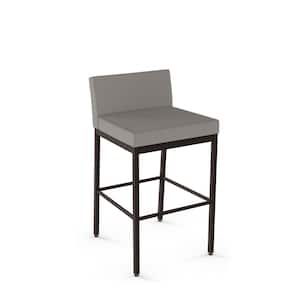 Fairfield Plus 26 in. Taupe Grey Faux Leather/Dark Brown Metal Counter Stool