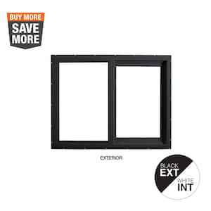 47.5 in. x 35.5 in. Select Series Vinyl Horizontal Sliding Left Hand Black Window with White Int, HP2+ Glass and Screen