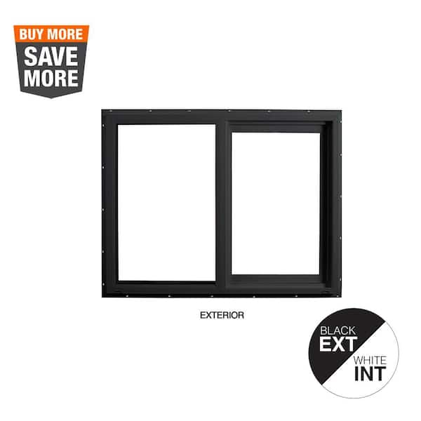 47.5 in. x 35.5 in. Select Series Vinyl Horizontal Sliding Left Hand Black Window with White Int, HP2+ Glass and Screen