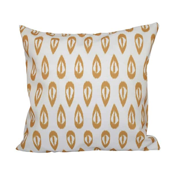 Unbranded Ikat Tears Gold Geometric 16 in. x 16 in. Throw Pillow