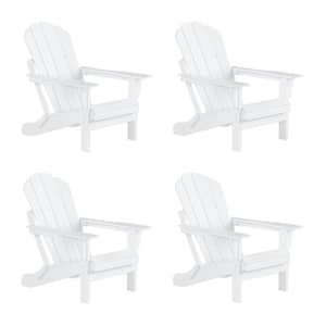 DECO White Folding Poly Outdoor Adirondack Chair (Set of 4)