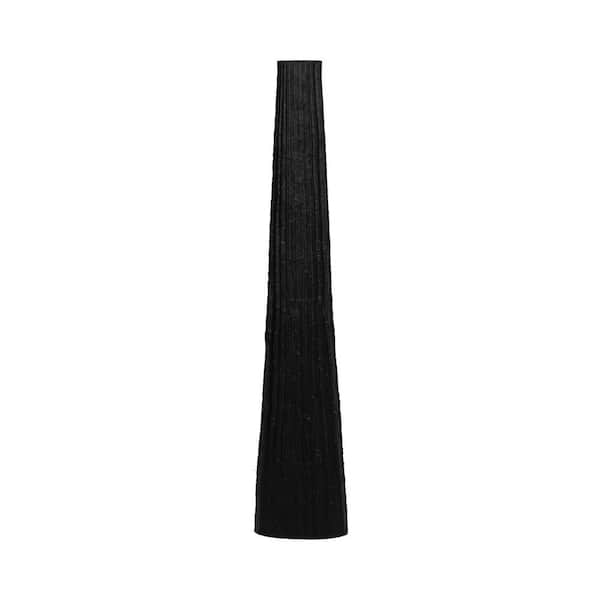 48 in. Black Metal Cylinder Ribbed Textured Finish Floor Vase