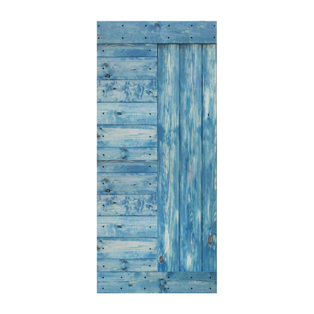 L Series 38 in. x 84 in. Worn Navy Finished Solid Wood Barn Door Slab - Hardware Kit Not Included price history on PriceWatchPro