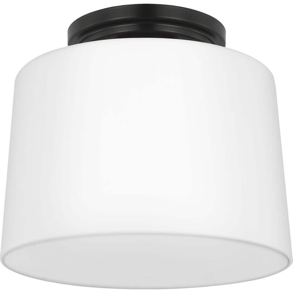 Adley Matte Black and Opal Glass Flush Mount Light