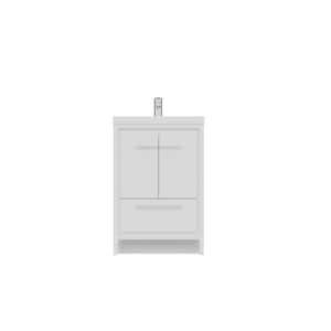 Sortino 24 in. W x 19 in. D Bath Vanity in White with Acrylic Vanity Top in White with White Basin