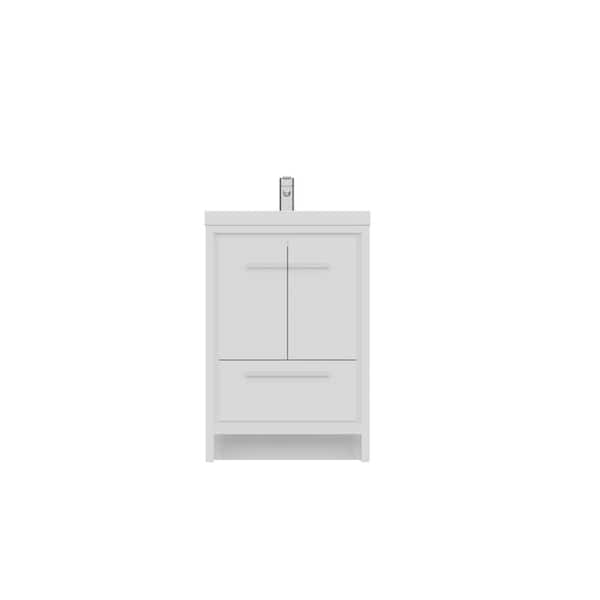 Alya Bath Sortino 24 in. W x 19 in. D Bath Vanity in White with Acrylic Vanity Top in White with White Basin