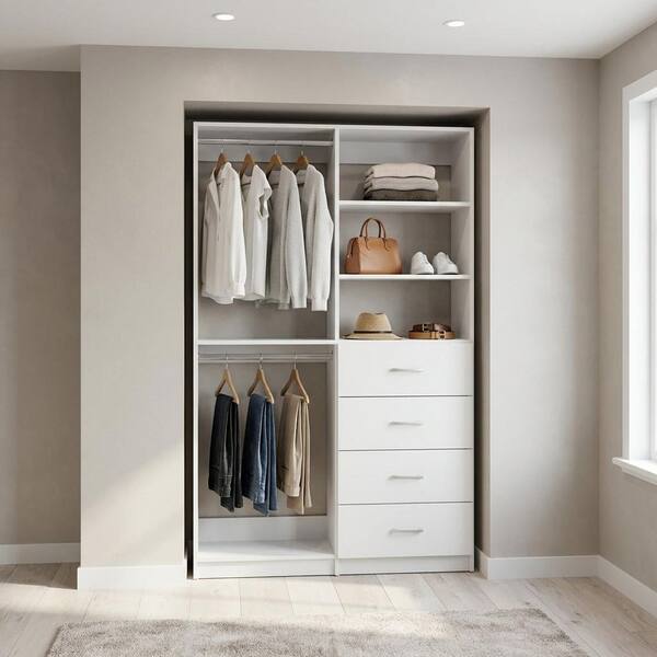 MODULAR CLOSETS Alto 42.75 in. W White Shaker Double Hang and 4