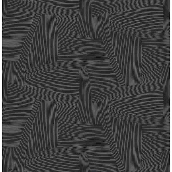 A-Street Prints Reid Black Woven Geometric Non-Pasted Wallpaper Sample