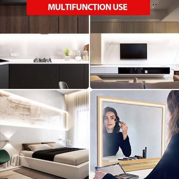 16.4 ft. Integrated LED White Strip Light Fixture-Dimmable 12V Flexible Rope Lighting Kit for Kitchen, Party Decor