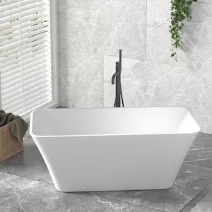 67 in. Acrylic Flatbottom Non-Whirlpool Freestanding Soaking Bathtub in Glossy White