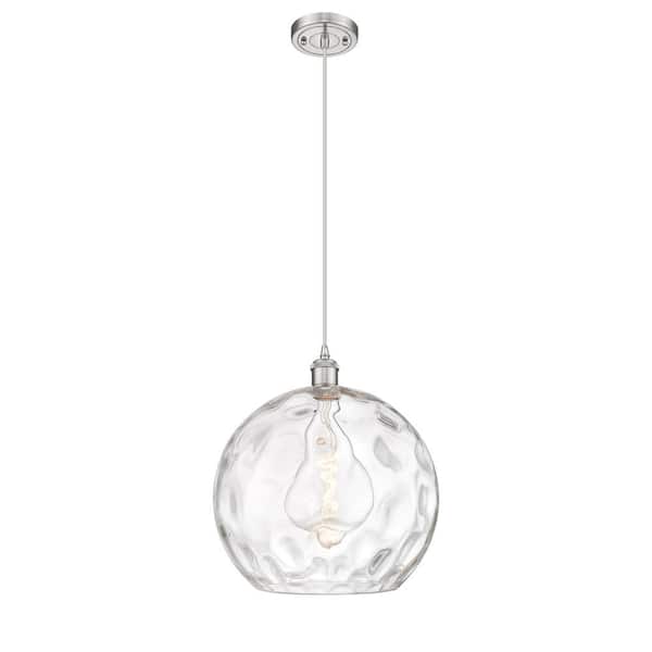 Innovations Athens Water Glass 1-Light Brushed Satin Nickel Globe Pendant Light with Clear Water Glass Shade
