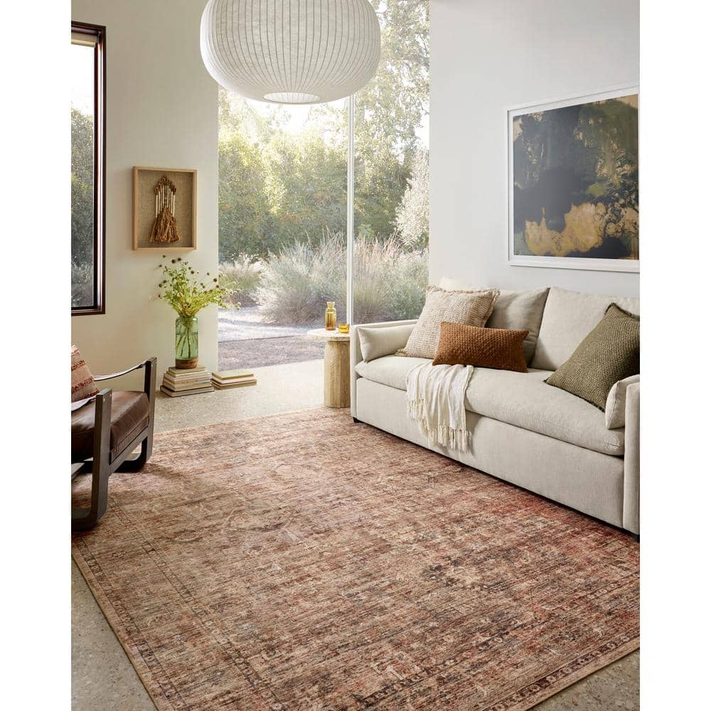 Anniston Clay and Charcoal Washable Synthetic Area Rug