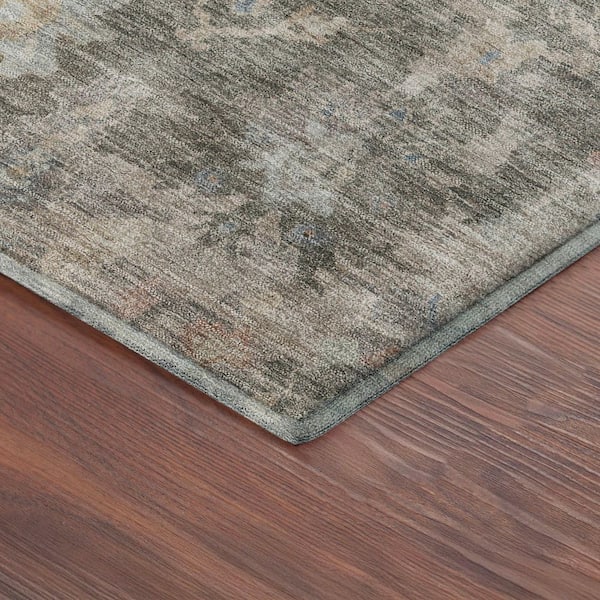 Mayfield Premium Machine Washable Abstract AMF2355 Gray 3 ft. x 4 ft. Area Rug