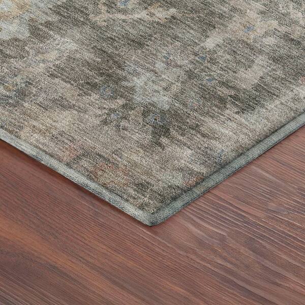 Mayfield Premium Machine Washable Abstract AMF2355 Gray 8 ft. x 8 ft. Round Rug