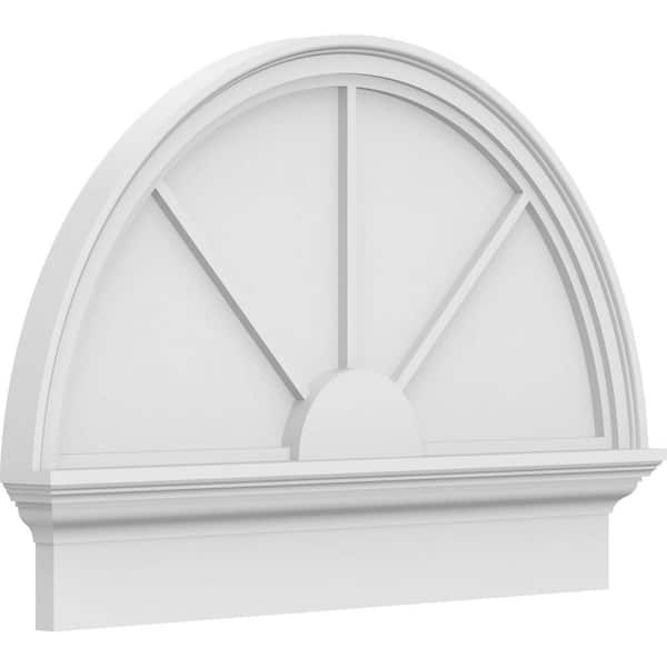 Ekena Millwork 2-3/4 in. x 32 in. x 22-3/4 in. Half Round 3-Spoke Architectural Grade PVC Combination Pediment Moulding