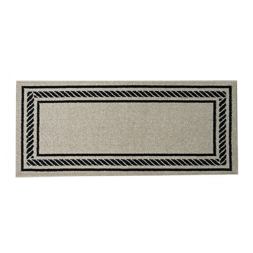 Washable Skid Resistant Natural Twist/Black  2.2 ft. x 5 ft. All Loop Tufted Area Rug price history on PriceWatchPro