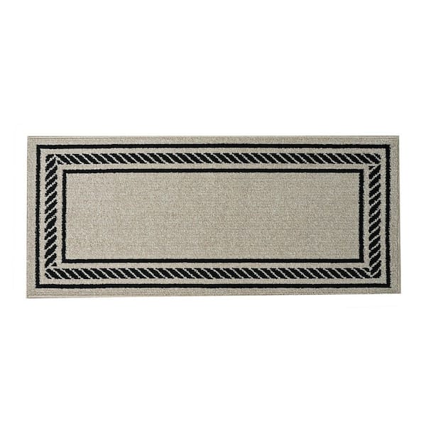 Rope Border Natural Twist/Black 2 ft. x 5 ft. Tufted Border Polypropylene Runner Rug