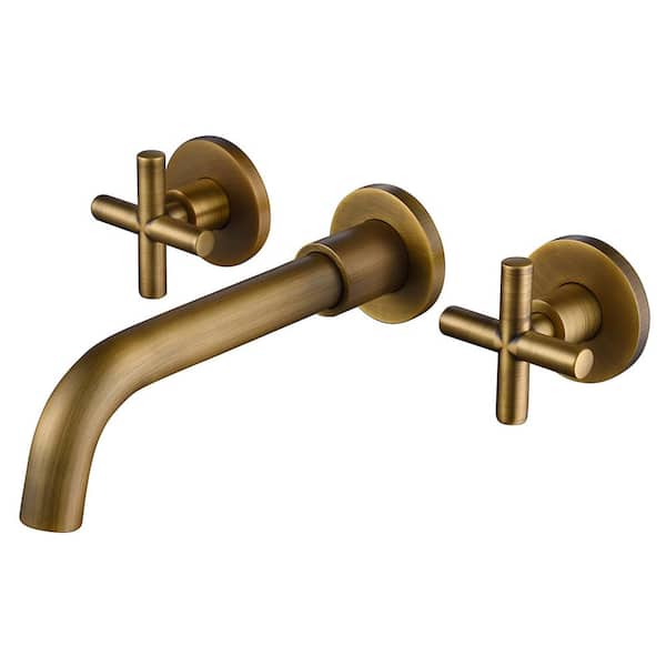 Boyel Living Double Handle Wall Mounted Faucet with Valve in Antique Bronze