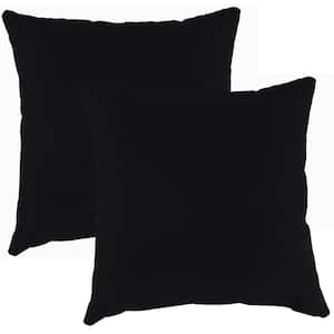 Sunbrella 16 in. x 16 in. Canvas Black Solid Square Knife Edge Outdoor Throw Pillows (2-Pack)