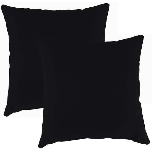 Jordan Manufacturing Sunbrella 16 in. x 16 in. Canvas Black Solid Square Knife Edge Outdoor Throw Pillows (2-Pack)