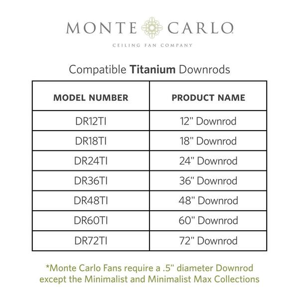 Monte Carlo 12 In Titanium Extension Downrod 1 2 Inside Diameter Dr12ti The Home Depot Monte Carlo 12 In Titanium Extension, 1 2 Diameter Ceiling Fan Downrod