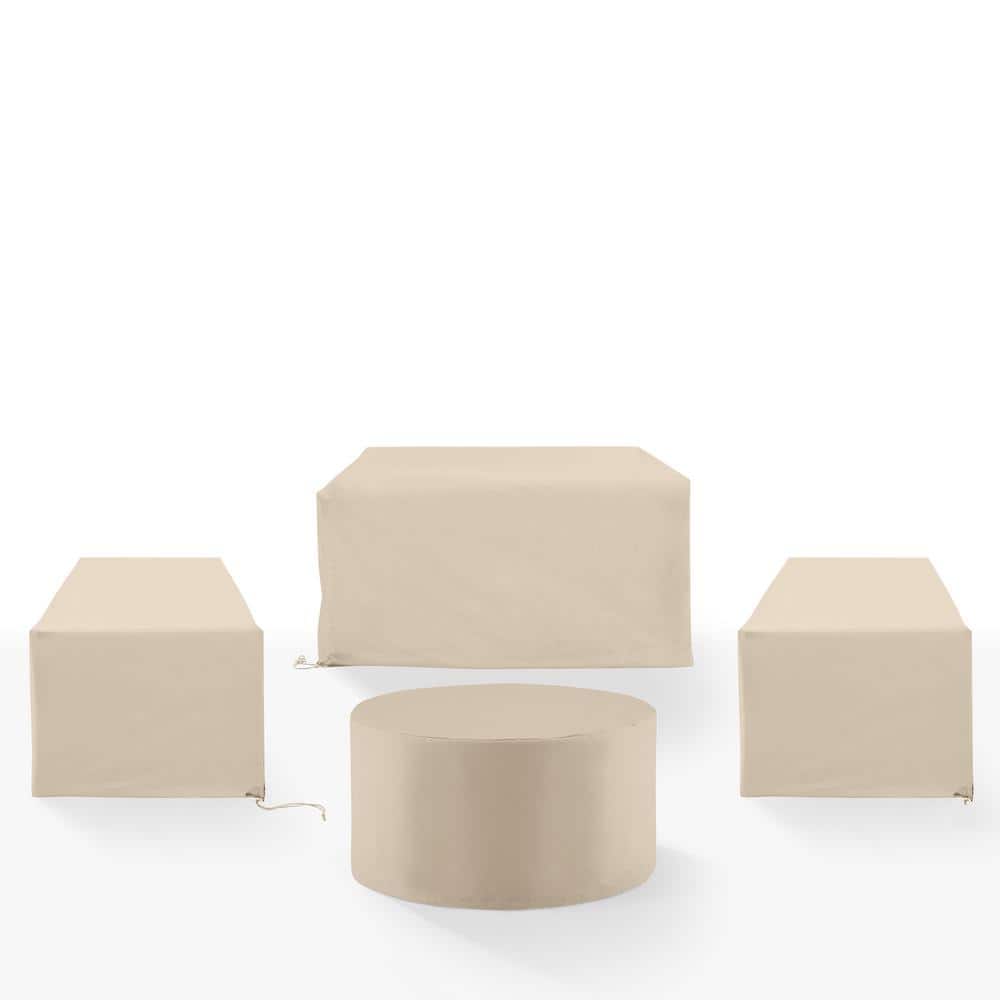 Tan Heavy Gauge Vinyl 4-Piece Outdoor Furniture Cover Set
