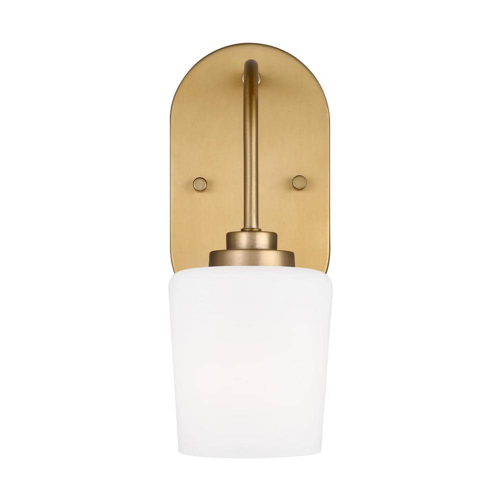 Satin Brass Outdoor Dimmable Wall Sconce with Etched Glass Shade