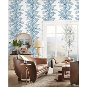 60.75 sq. ft. Coastal Haven Blue Skies Banana Springs Embossed Vinyl Unpasted Wallpaper Roll