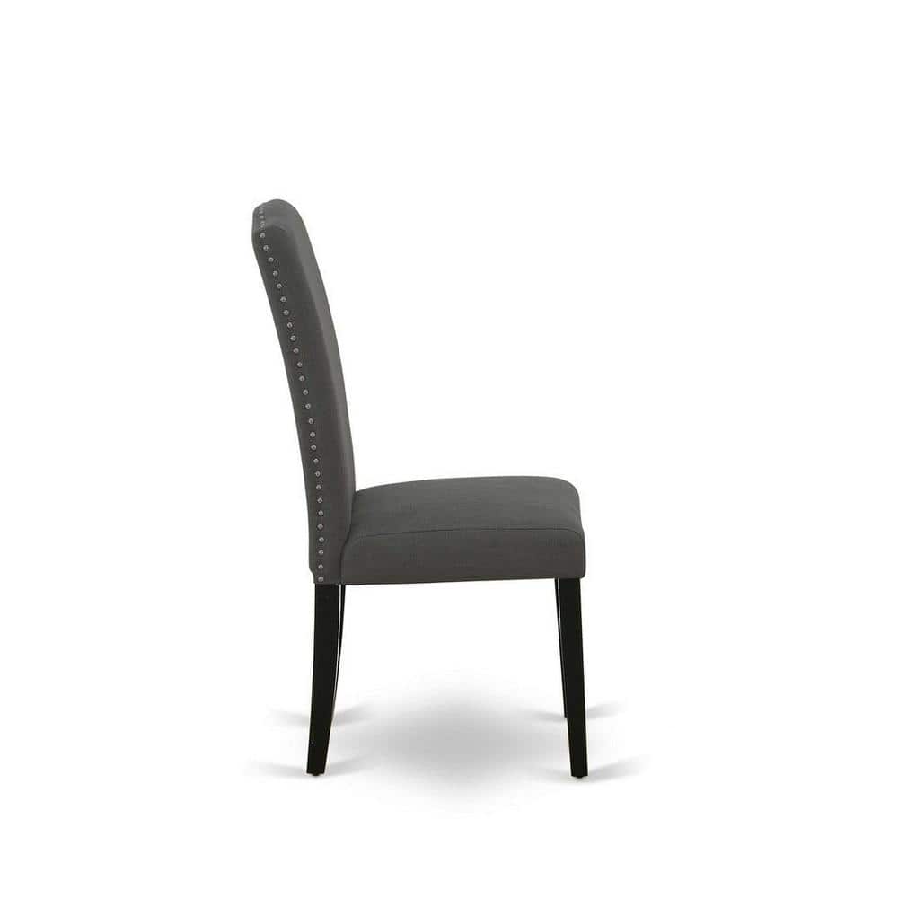 Modern Gotham Grey Linen and Black Rubberwood 3-Piece Dining Set