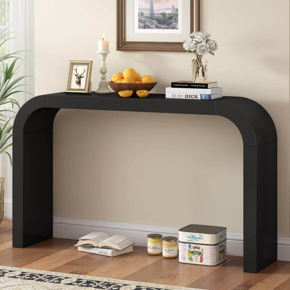 52 in. Black Rectangle Wood Minimalist Console Table price history on PriceWatchPro