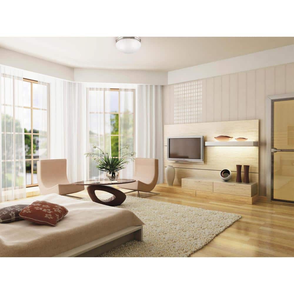 Brushed Nickel Flush Mount Ceiling Light with Frosted Glass