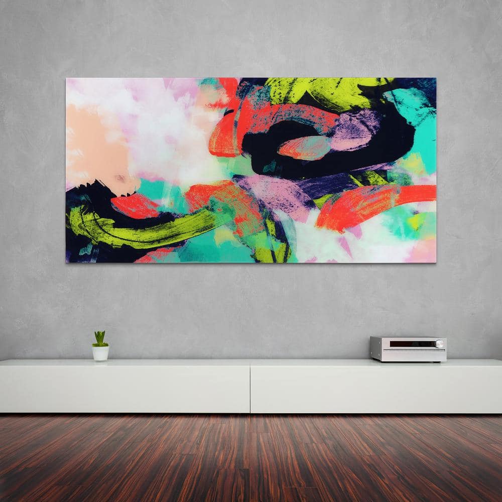 Colorful Abstract Tempered Glass Wall Art, 72" x 36"