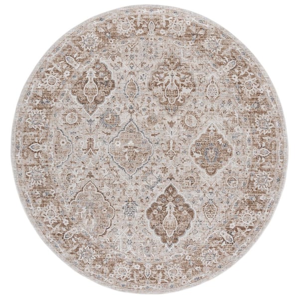 Finley 7 ft. x 7 ft. Brown/Gray Distressed Oriental Round Area Rug
