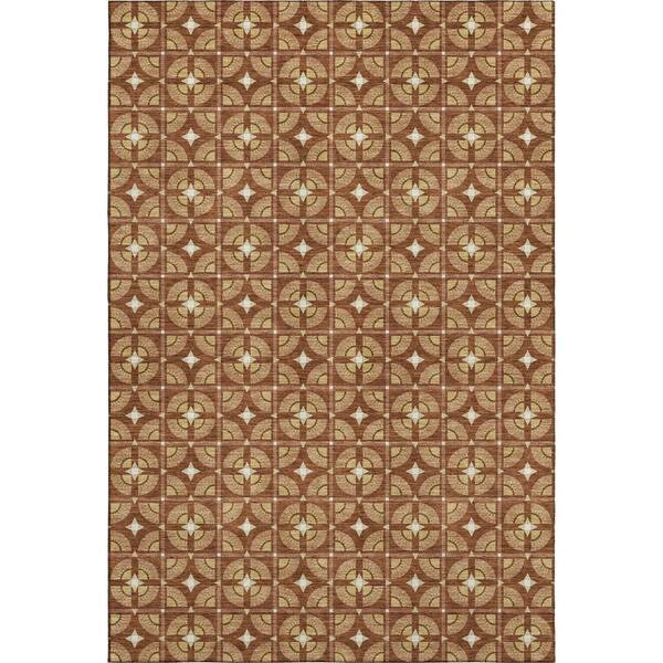 Mayfield Premium Machine Washable Abstract AMF2552 Paprika 10 ft. x 14 ft. Area Rug