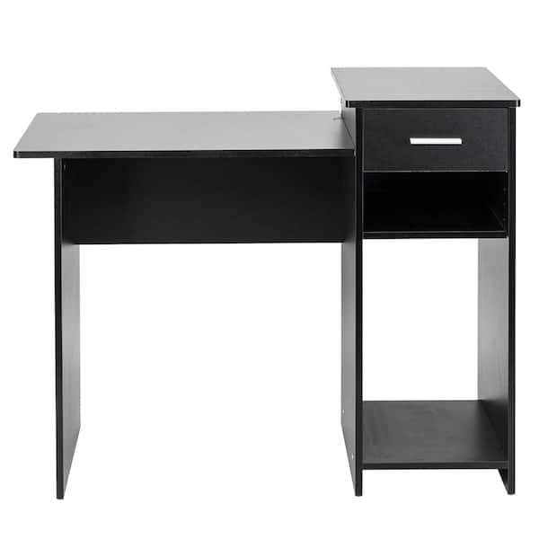 Outopee 41 in. W Retangular Black Wood Computer Desk with Drawer ...